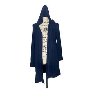 Soma SZ S/M navy blue open front cardigan with hood